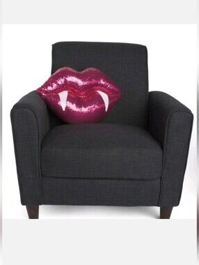 Rachel Zoe LOVE BITES Pillow 20 inch Vampire Lips Fangs Cushion NEW Pink Sequins